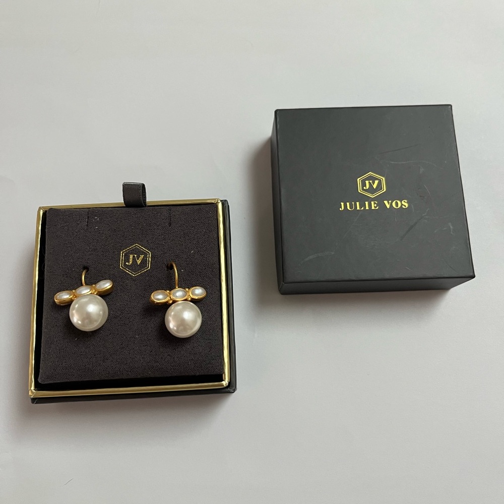 Julie Vos Mykonos Pearl Earrings Gold